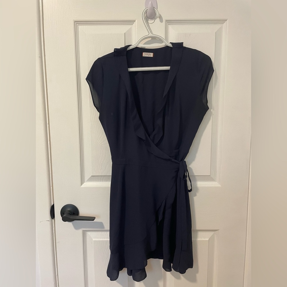 Sunday Best Blue Wrap Tie Front Dress